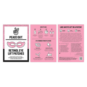 PEACE OUT Retinol Eye Lift Patches to Lift Firm and Revitalize Tired Eyes 360¡Æ Coverage Targets Fine Lines &amp Wrinkles 5 Count
