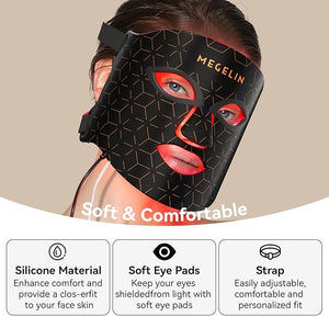 MEGELIN 7 Colors Led Light Therapy Facial Mask Face Light Therapy Mask for Face Reduce Wrinkles Smooth Skin Infrared Light Skin Rejuvenation