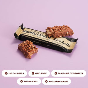 Barebells Protein Bars Caramel Cashew - 12 Countpack of 2-1.9oz Bars with 20g of High Protein - Chocolate Protein Bar with 1g of Total Sugars - Perfect on The Go Protein Snack &amp Breakfast Bar¡¦