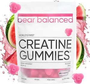 Bear Balanced Creatine Gummies for Men &amp Women - Creapure¢ç Creatine Monohydrate L-Theanine L-Tyrosine &amp B12 for Muscle Growth Strength Focus Energy &amp Health - Low Calorie Sugar-Free