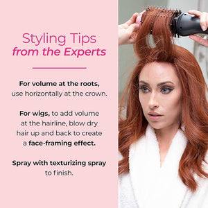 Milano Collection Hot Air Hair Brush Dryer Quick &amp Easy Styling Hair Volumizer for Human Hair Wigs &amp Natural Hair Lightweight Round-Shaped Barrel Blow Dry Brush Black