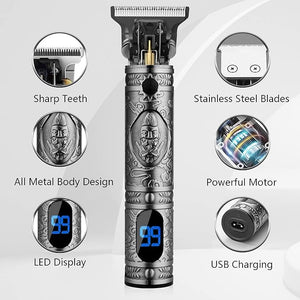 AMULISS Professional Trimmer Mens Hair Clippers Zero Gapped Cordless Beard Barber Set &amp Grooming Kit Rechargeable LED Display for Men Gift for Men