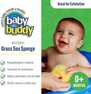 Baby Buddy Absorbent Natural Bath Sponge Soft Exfoliating Grass Sponge Soft on Baby's Tender Skin Bath Accessories Baby and Kids Infant Bath Biodegradable Hypoallergenic 3pk 4in