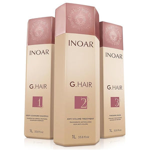 Inoar G.Hair Keratin Smoothing System Set Deep Cleansing Shampoo Smoothing Treatment &amp Finishing Mask with Keratin Shea Butter &amp Coconut Oil 33.8 fl oz Each?