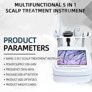 Skin Scalp Detector 5 in 1 Scalp Massage Equipment Skin Skin Oil and Analysis Skin Diagnosis Hair Analyzer with 5 Handles for Hair Loss/Moisture/Flexibility/Oil Content