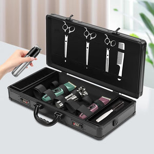 Portable Barber Carrying Case - Sturdy Storage for Clippers Scissors &amp Salon Tools - Multi-Compartment Organizer with Combination Lock - Ideal for Barbers Stylists &amp Groomers (Black)