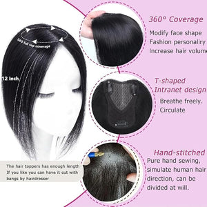 Odir Hair Toppers for Thinning Hair Women Human Hair Natural Black Clip in Hairpieces Human Hair Top of Head Fluffy Without Bangs