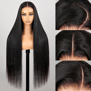 Glueless Wigs Human Hair Pre Plucked Pre Cut 28 Inch Straight Lace Front Wigs Human Hair 7X5 HD Lace Front Closure Ready to Wear Wigs 220% Density Wear and Go Natural Black Wigs Human Hair