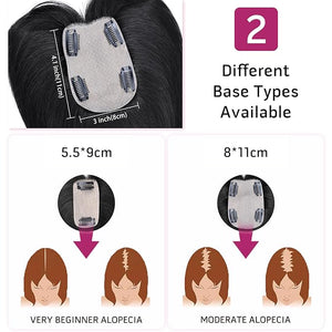 VERNA Real Human Hair Topper 10 Inch 100£¥ Human Hair Toppers for Women with Thinning Hair Large area Coverage Natural Black Hairpiece Wiglet for Daily Wear(8 * 11)