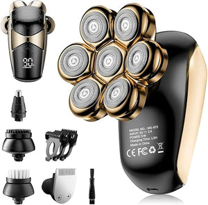 SHPAVVER Head Shavers for Bald Men: 5-in-1 Upgraded Electric Razor - IPX7 Waterproof Shaving Grooming Kit for Balder - Turbo Speed &amp Precision Blades (Deep Gold)