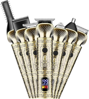 Men's Grooming Kit Multifunction Hair Trimmer Set Beard Shaver Electric Body Hair Trimmer Nose Trimmer Haircut Kit Engraving Cutter with Guide Combs Type-C Rechargeable