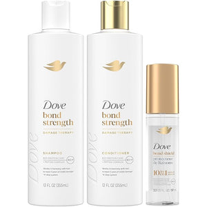 Dove Bond Strength Shampoo &amp; Conditioner Set + Hair Serum Bundle ? Repair Treatment for Damaged and Frizzy Hair (3 Piece Set)
