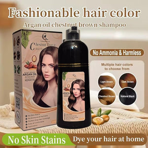 Hair Color Shampoo (Chesnut Brown) ? Argan Oil, Avocado &amp; Keratin | No Ammonia | Perfect Grey Coverage | Hair Moisturizing &amp; Nourishment | Easy At-Home Application