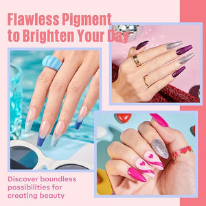 MEFA 60 Pcs Gel Nail Polish Kit with U V Light, 32 Colors Popular Soak Off Nude Pink Red Gel Polish Nail Set with Matte/Glossy Gel Top Base Coat Manicure Tools Nail Art Decorations DIY Salon