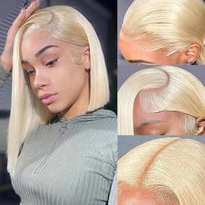 613 Bob Wig Human Hair Blonde Bob Wig HD Lace Front 13X4 HD Transparent lace Front Bob Wig Human Hair for Black Women Natural Hairline 14 inch