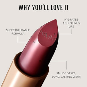 No Makeup Makeup Cr?me Classic Lipstick, Foolproof Sheer-to-Bold Formula Delivers Long-Lasting Hydration and Buildable Color, Lightweight Satin Finish, Made with Skin-Loving Ingredients, Plum 02