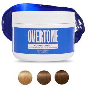 Overtone Semi Permanent Hair Color Conditioner Extreme Blue is Cosmic Cobalt 8 oz Nourishing Damage-Free Color Depositing Mask for All Hair Types with Shea Butter &amp Coconut Oil Vegan