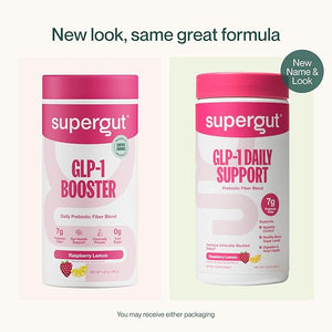 Supergut GLP1 Daily Support - Raspberry Lemon - High Fiber GLP-1 Supplement Powder for Women &amp Men - Sugar-Free Drink Mix for Gut Health &amp Digestive Support (18 Servings)