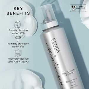 Platinum Thickening Mousse 12 | Volumizing Styler | Adds Fullness &amp Body | Humidity Protection Up To 48 hours | Density Plumping up tp 150% | Thermal Protection | All Hair Types