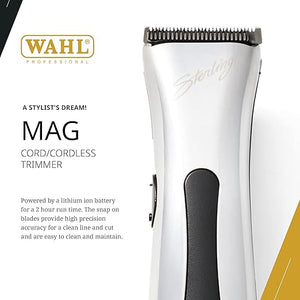 Wahl Professional Sterling Mag Cordless Trimmer Lithium Ion Quick-Detach Blade 120 Minute Run Time Includes Charging Stand