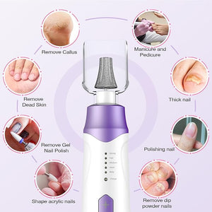 Professional Electric Nail Drill 2000mAH Portable Cordless Electric Nail File 10 in 1 Manicure Pedicure Kit 5-Speeds Toe Nail Tools Hand Foot CareThick Toenail Grinder (Purple)