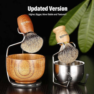 Anbbas Badger Hair Shaving Brush with Wood HandleLarge Soap BowlStainless Steel Shaving Stand and 3.5 oz Natural Shaving Soap Puck Refill for Men
