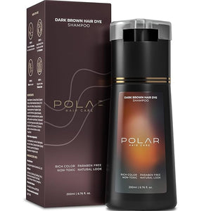 Polar Haircare - Hair Dye Shampoo Dark Brown for Gray Hair Shampoo Dye For Women &amp Men Natural Dye Kit - Hair Dye Product - Vegan Hair Color 6.76 Fl Oz Shampoo Dye Hair Color Dark Brown Hair Dye