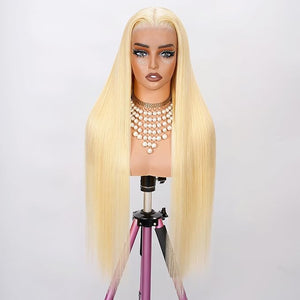 613 13x6 Lace Front Wig Human Hair 250 Density 28 Inch Straight Blonde Wig Human Hair 613 HD Lace Frontal Wigs 13x6, No Synthetic Blend No Tangle No Shedding Triple Lifespan 3X 100% Real Human Hair