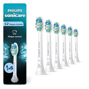 Philips Sonicare C2 Plaque Control - Genuine Replacement Electric Toothbrush Heads White 6 Pack Up to 18 Month Supply HX9026/77