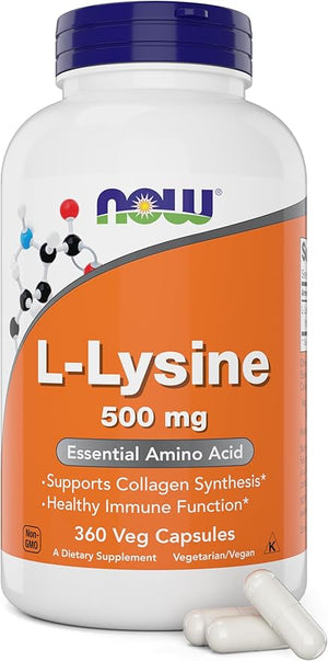Now L-Lysine 500 mg 360 Vegetarian Capsules