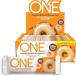 ONE Protein Bars Maple Glazed Doughnut Gluten Free with 20g Protein and 1g Sugar Pantry Staples 2.12 oz (12 Count)