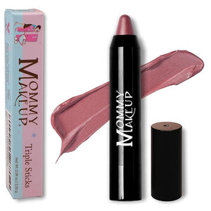 Mommy Makeup Triple Sticks Lipstick, Cream Blush &amp; Treatment All-In-One with Shea &amp; Cocoa Butter - Soft &amp; Creamy Moisturizing Lip Crayon For Lips &amp; Cheeks (Daisy Glow)