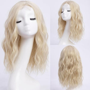 Medium Length blonde Wavy Wigs for Women 18 Inch Middle Part Wavy blond Wig Natural Looking Synthetic Heat Resistant Fiber Wig for Daily Party Use (18 inch)