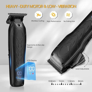Hair Clippers for Men Professional, 7500Rpm Beard Trimmer, IPX6 Waterproof Electric Shavers 3 in 1 Hair Cutting Kit for Men, Cordless Barber Clipper Set with LED Display for Mens Gifts