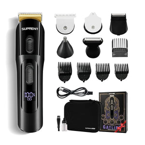 SUPRENT Beard Trimmer for Men - 16 Pieces Mens Grooming Kit with Electric Beard Trimmer Adjustable Hair Trimmer Hair Clippers Razors for Beard Hair Body Groin Nose &amp Ear Waterproof IPX7