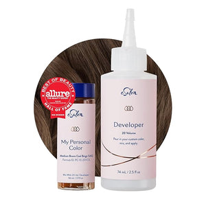 eSalon Permanent Hair Color &amp; Hair Dye Complete Kit - Medium Brown Cool Beige - Personal Colorist Kit for Up To 100% Gray Coverage for All Hair Types - Professional-Grade Ammonia-Free Hair Dye