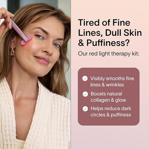 Solawave Red Light Therapy Starter Kit | Face Wand LED Device Activating Serum &amp Refill | Anti-Aging Tool for Depuffing Under Eye Dark Circles Reduces Appearance of Fine Lines Lifts &amp Ton