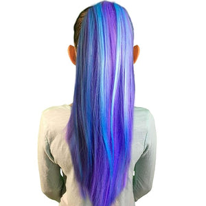 My Hair Popz Deluxe Synthetic Fiber Ponytail Hair Extensions | Heat and Tangle Resistant Colored Hair Extensions for Kids | Easy to Attach Ponytail for Child Friendly Use | Claw Clip | Blue Raspberry