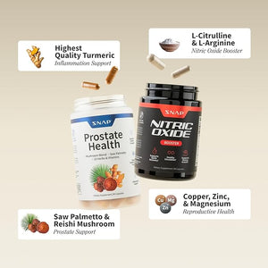 Snap Supplements Prostate Health &amp Nitric Oxide Supplement Bundle for Men 90 Vegetarian Capsules Each