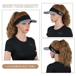 Hat Wig for Women Baseball Hat wig women's wig short curly hair wool curly wig ponytail braid wavy wig