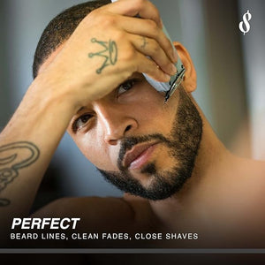 The Rich Barber 1 Minute Blade Modifier - Trimmer Blade Sharpener with Diamond Metal Stone for Professional &amp; Home Use - Closer Shaves, Sharper Lines, Less Ingrown Hair - Compatible with Most Bran