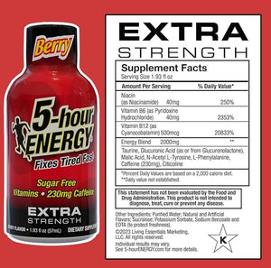 5-hour ENERGY Extra Strength Berry Energy Shot 1.93oz 20-Pack ? Sugar Free Caffeine Energy Booster with B-Vitamins &amp Amino Acids ? Zero Calorie