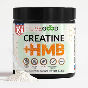LIVEGOOD Creatine + HMB Powder Unflavored Organic Creatine Monohydrate for Strength Recovery Brain Function &amp Muscle Growth HMB Supplement Built on Clean Ingredients ? 30 Servings