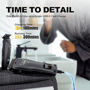 SUPRENT Hair Clippers for Men Professional USB-C Rechargeable Cordless Clippers for Hair Cutting Mens Hair Clippers and Trimmer Kit for Barber with LED Display for Barbers &amp Home Use