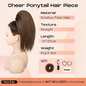 SEIKEA Cheer Ponytail Hair Piece 10 Straight Tangle-Resistant Smooth Natural Cheerleader Hairpiece Ponytail Extension for Cheer Competition Dance Performance Mocha Melt