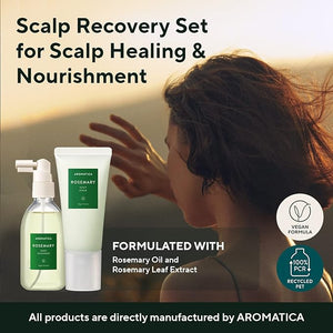 AROMATICA Rosemary Root Enhancer And Scalp Scrub Korean Hair Care Set - Rosemary Water Spray and Scalp Exfoliator for Dry Scalp Treatment Refresh Your Hair with Rosemary Oil Scalp Care Holiday gifts
