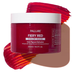 Pallure Color Pigment Refresher Mask Semi Permanent Hair Color Depositing Conditioner 8.5 Oz Fiery Red