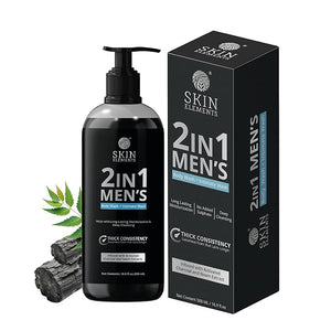 Skin Elements 2-in-1 Body &amp; Intimate Wash for Men | 60+ Days of Usage | Daily Refreshing Wash | Natural Goodness of charcoal &amp; Neem extracts | Thicker Consistency | Long Lasting Freshness |16.