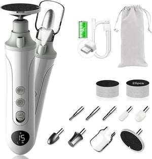 Electric Foot Callus RemoverCordless Electric Foot File with LED Light5000RPM-Faster Callus Remover for Feet8-in-1 Foot Scrubber Perfect for DeadHard Cracked Dry SkinThick Toenail Ideal Gift
