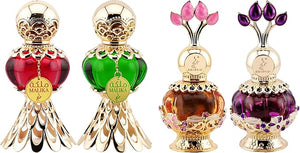 Khadlaj Malika Collection for Women 4 Pc Perfume Oil Set (Red + Green + Pink Musk + Purple Musk) 0.67 Ounce ¡¿ 4